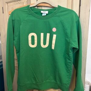 Clare V x Anthropology Green ‘Oui’ Sweatshirt